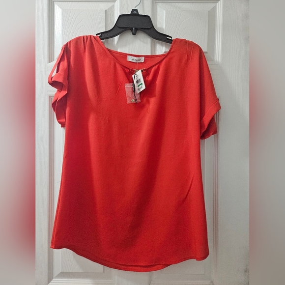 Calvin Klein Red Cap sleeve top. Size L - Picture 3 of 9